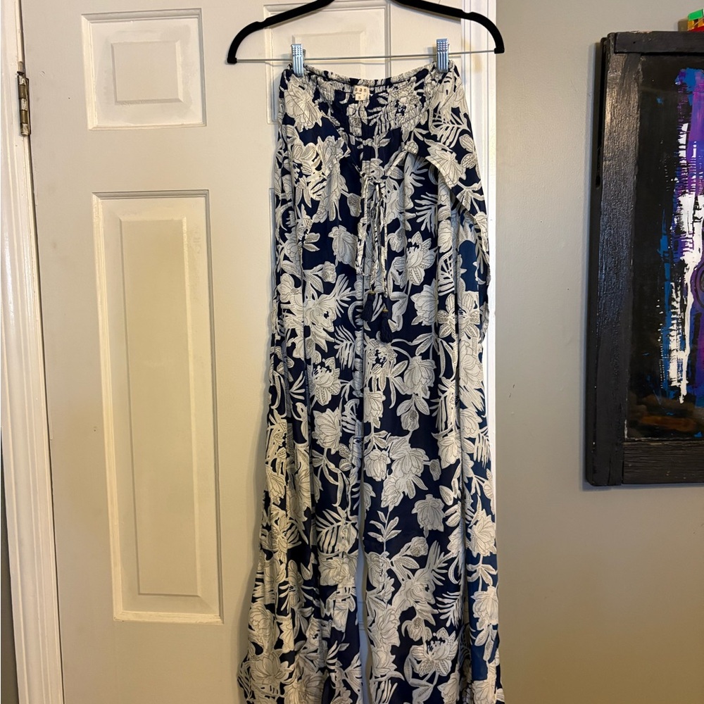 Elegant Floral Wide Leg Women's Pants
